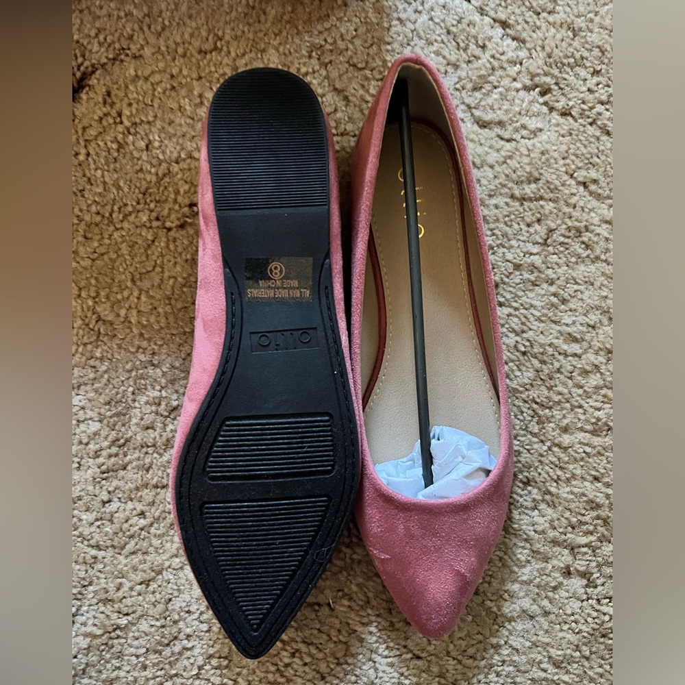 Ollio Pink Suede Flats